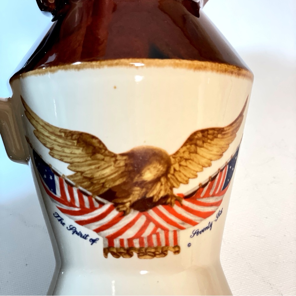 Vintage McCoy Pottery 335 Patriotic Pitcher 5” Eagle American Flag USA - Picture 7 of 13
